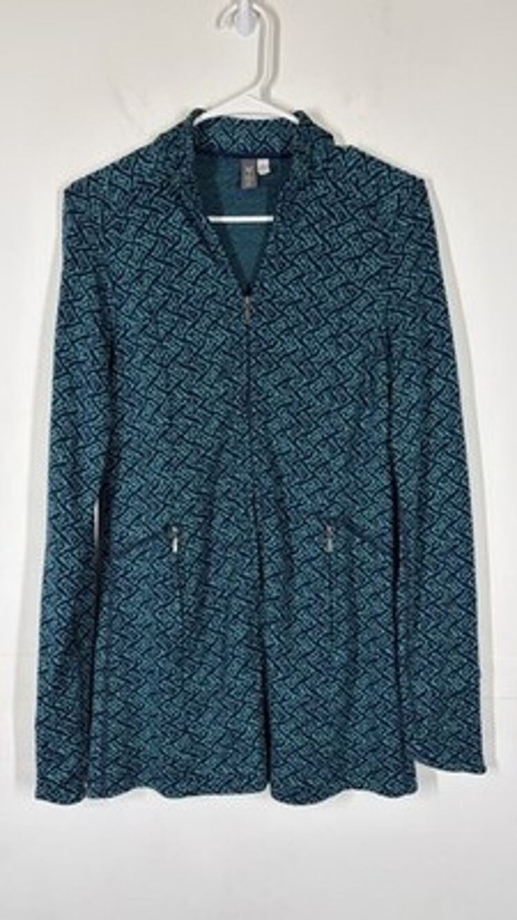 FLAWED Ibex Full Zip Up Jacket Blue 100% Merino Wool Size Women’s Medium